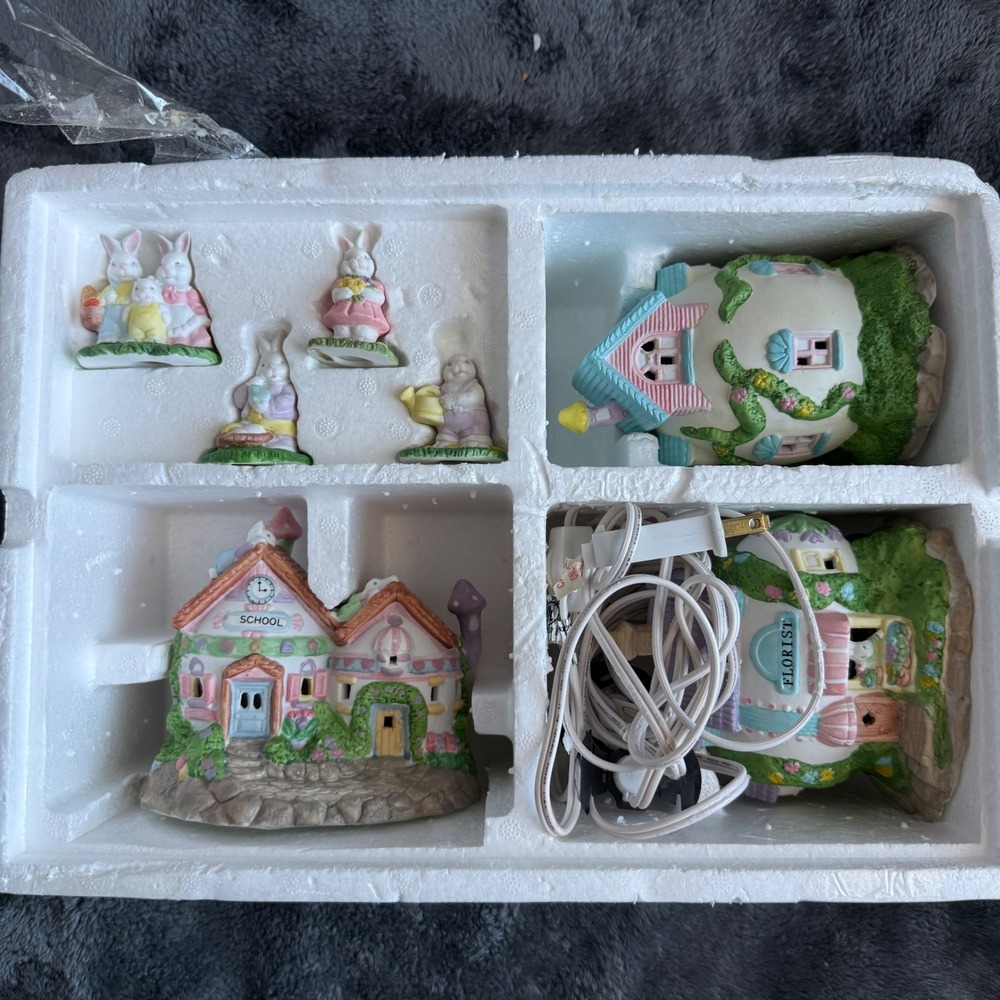 1994 Seasonal Specialties Hopalong Hollow 8 Pc Village Set Tested Works Box - Picture 3 of 8